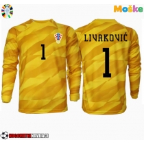 Moške Nogometnih dresov Hrvaška Dominik Livakovic #1 Vratar Domači EP 2024 Dolgi rokavi